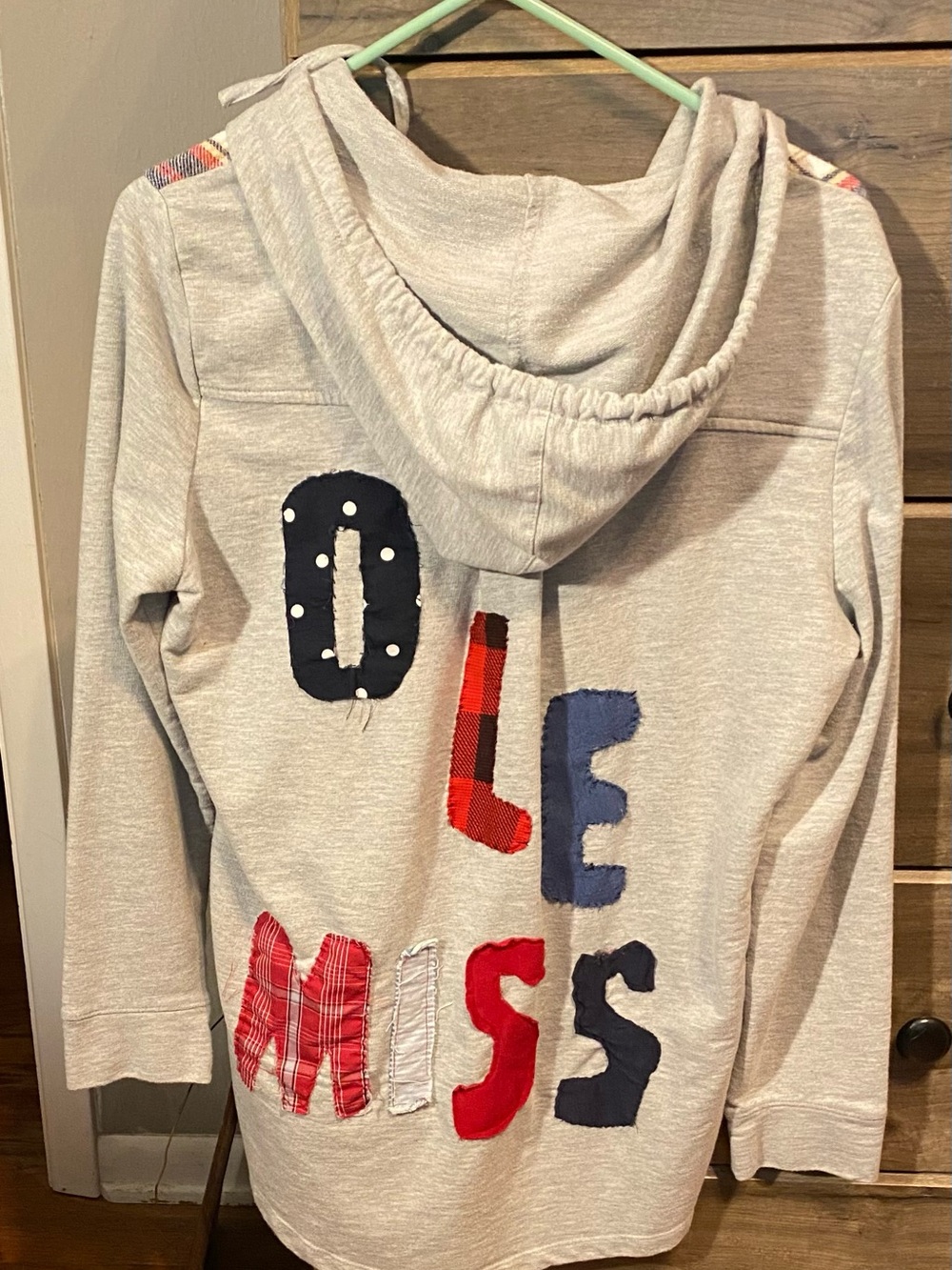 Ruff Hewn Light Gray Hooded Sweatshirt with Patch Lettering